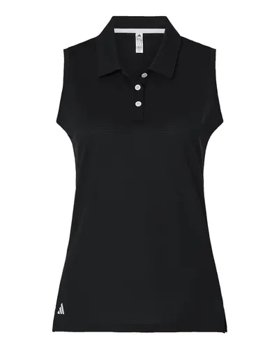 Adidas A1005 Women's Ottoman Sleeveless Polo in Black — blank polo, front view