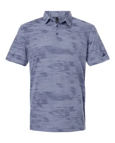Adidas A2005 Men's Ultimate365 Textured Stripe Polo in Blue Spark/ Preloved Ink — blank polo, front view