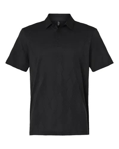 Adidas A2008 Men's Ultimate365 Textured Polo in Carbon Black — blank polo, front view