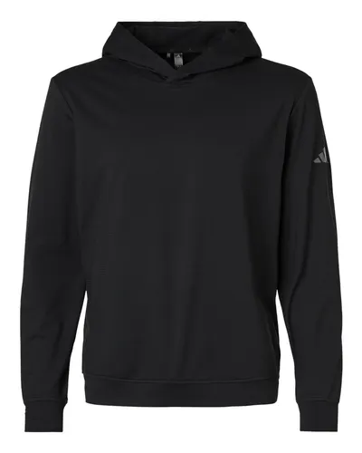 Adidas A2009 Men's Ultimate365 Elevated Hoodie in Black — blank hooded sweatshirt, front view