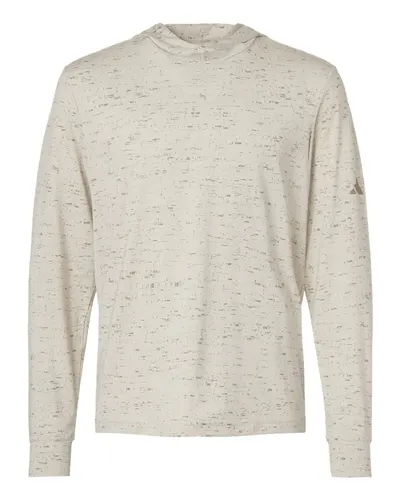 Adidas A2010 Men's Performance Hooded Long Sleeve T-Shirt in Alumina — blank hooded sweatshirt, front view
