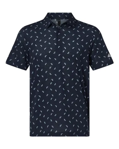 Adidas A2012 Men's Ultimate365 Mesh Print Polo in Collegiate Navy/ Wonder Silver — blank polo, front view