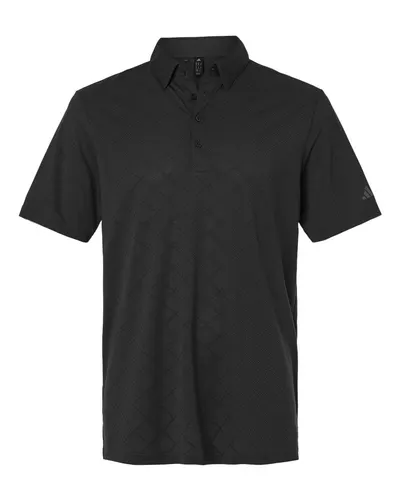 Adidas A2014 Men's Ultimate365 Jacquard Polo in Carbon/ Black — blank polo, front view