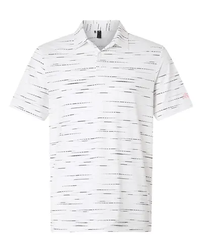 Adidas A2015 Men's Ultimate365 Mesh Glimmer Print Polo in Clear Pink — blank polo, front view