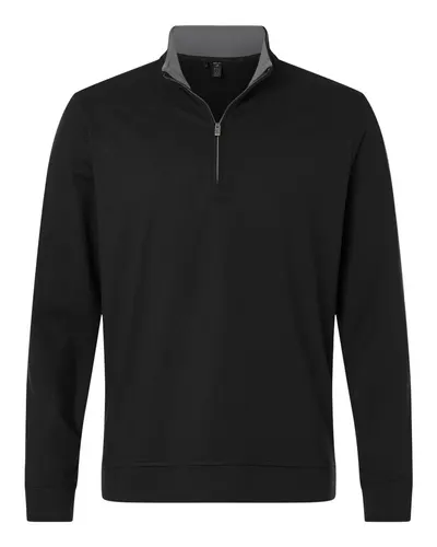 Adidas A2017 Men's Ultimate365 Classic Quarter-Zip Pullover in Black — blank garment, front view