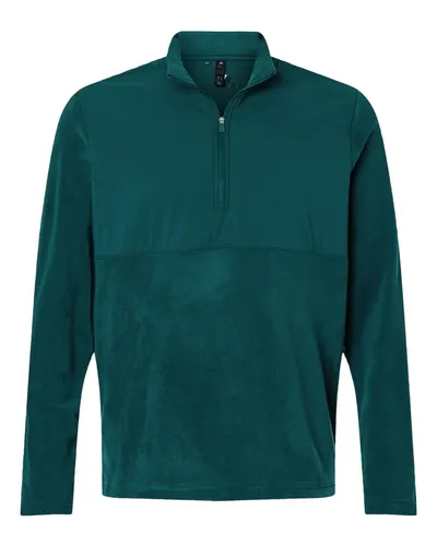 Adidas A2020 Men's Ultimate365 Cozy Quarter-Zip Pullover in Aurora Ivy — blank garment, front view