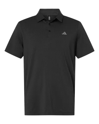 Adidas A2024 Men's Performance Textured Polo in Carbon/ Black — blank polo, front view
