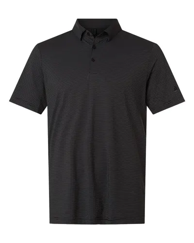 Adidas A2026 Men's Ultimate365 Pencil Stripe Climacool Polo in Carbon/ Black — blank polo, front view