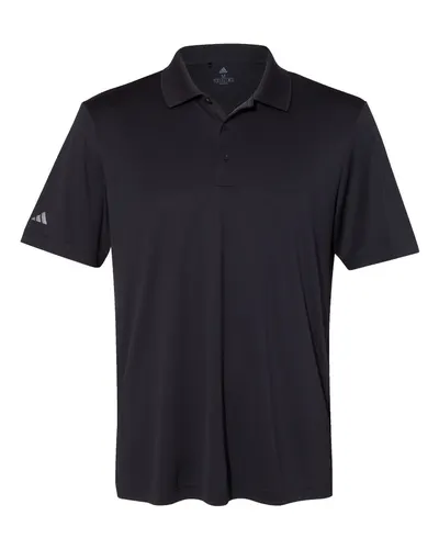 Adidas A230 Men's Performance Polo in Black — blank polo, front view