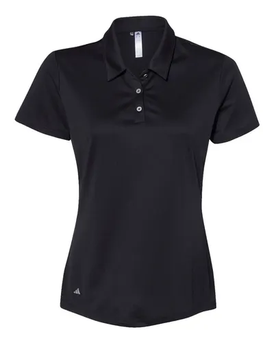 Adidas A231 Women's Performance Polo in Black — blank polo, front view