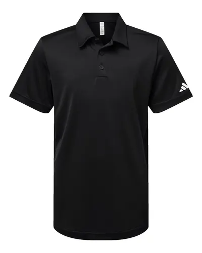 Adidas A4000 Youth Performance Polo in Black — blank polo, front view