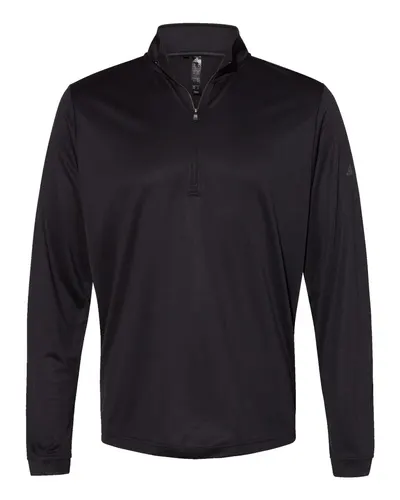 Adidas A401 Men's Ultimate365 Lightweight Quarter-Zip Pullover in Black — blank garment, front view