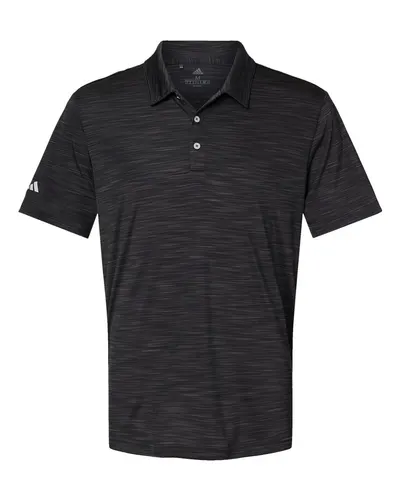 Adidas A402 Men's Mélange Polo in Black Melange — blank polo, front view
