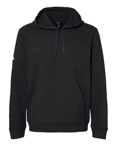 Adidas A432 Unisex Fleece Hooded Sweatshirt in Black — blank hooded sweatshirt, front view