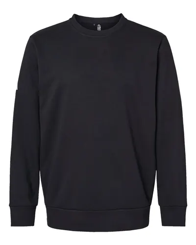 Adidas A434 Unisex Fleece Crewneck Sweatshirt in Black — blank crewneck sweatshirt, front view