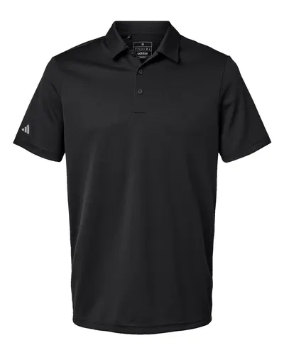Adidas A580 Men's Micro Piqué Polo in Black — blank polo, front view