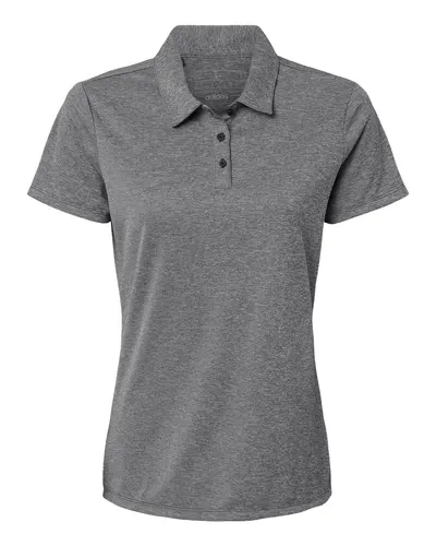 Adidas A583 Women's Heathered Polo in Black Melange — blank polo, front view