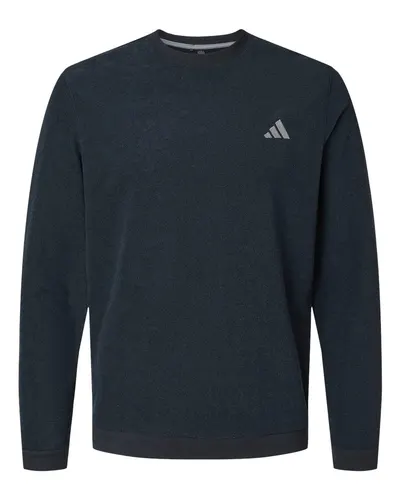 Adidas A586 Men's Terry Loop Crewneck Sweatshirt in Black — blank crewneck sweatshirt, front view