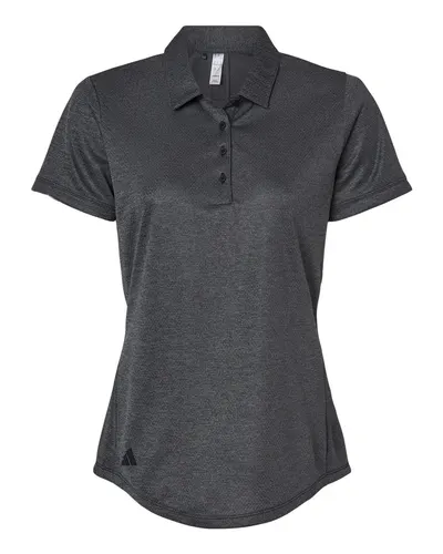 Adidas A592 Women's Space Dyed Polo in Black Melange — blank polo, front view