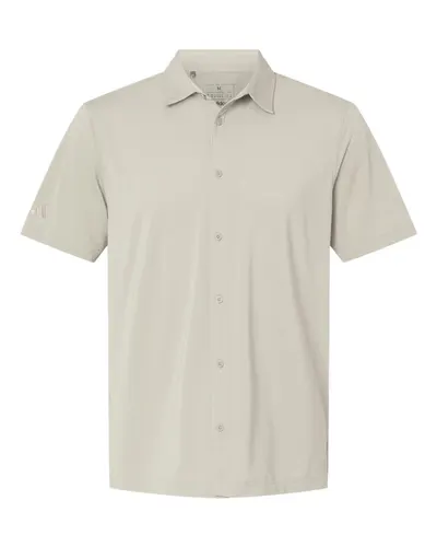 Adidas A595 Men's Full Button Down Short Sleeve Shirt in Alumina — blank woven shirt, front view