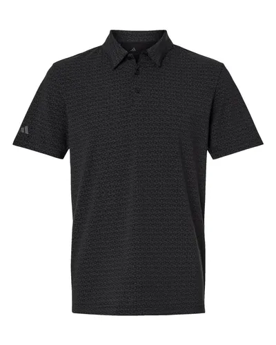 Adidas A702 Men's Blended Printed Polo in Black — blank polo, front view