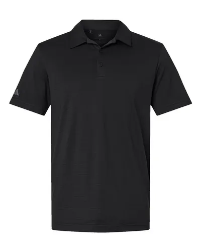 Adidas A704 Men's Textured Stripe Polo in Black — blank polo, front view