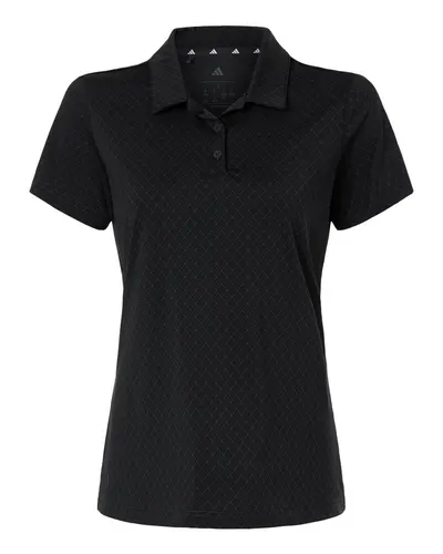Adidas A717 Women's 4-Way Stretch Printed Polo in Carbon — blank polo, front view