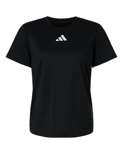 Adidas AT102 Women's Pregame T-Shirt in Black/ White — blank t-shirt, front view