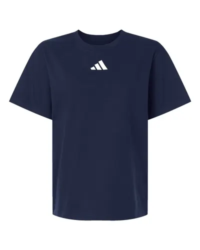 Adidas AT107 Women's Fresh T-Shirt in Team Navy Blue/ White — blank t-shirt, front view