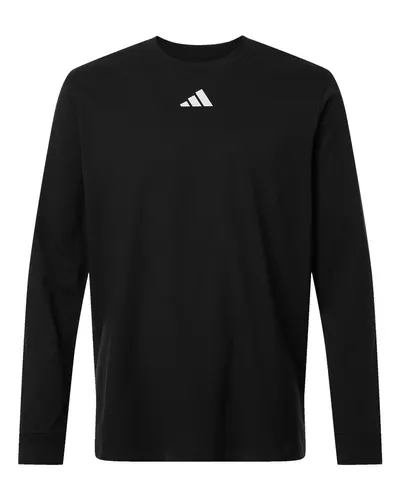 Adidas AT108 Men's Fresh Long Sleeve T-Shirt in Black — blank long sleeve tee, front view