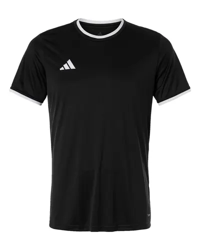 Adidas AT115 Men's Entrada 26 Jersey in Black/ White — blank t-shirt, front view