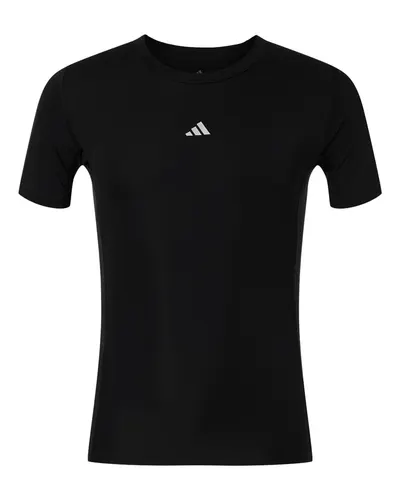 Adidas AT130 Men's Techfit Compression T-Shirt in Black — blank t-shirt, front view