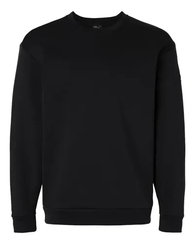 Adidas AT200 Men's Fleece Crewneck Sweatshirt in Black/ White — blank crewneck sweatshirt, front view