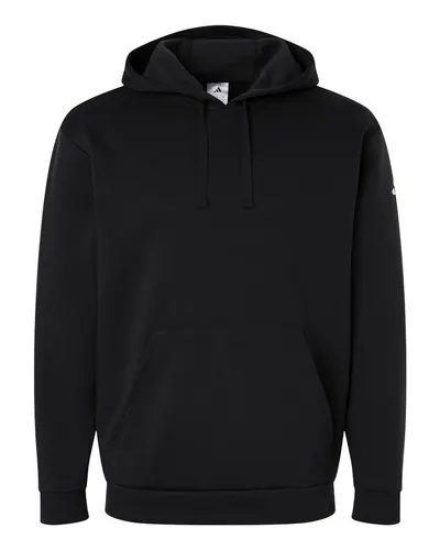 Adidas AT203 Men's Fleece Hooded Sweatshirt in Black/ White — blank hooded sweatshirt, front view