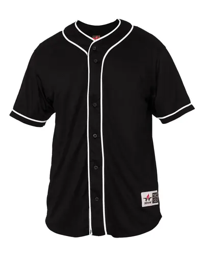 Alleson Athletic 52MBBJ Unisex Diamond Jersey in Black/ White — blank t-shirt, front view