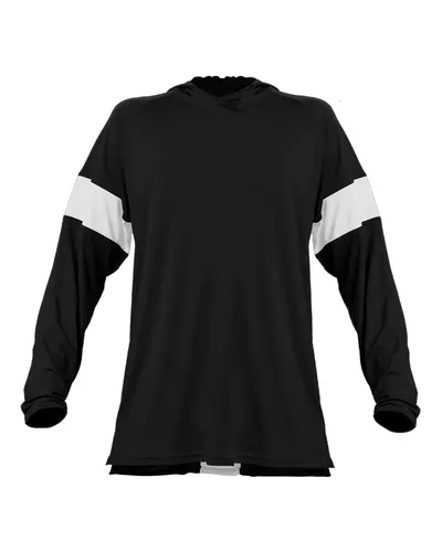 Alleson Athletic 545LSA Unisex Contender Long Sleeve Shooter Shirt in Black/ White — blank garment, front view