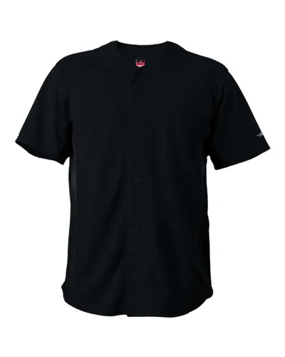 Alleson Athletic 566BFJ Unisex Crush Full Button Baseball Jersey in Black — blank t-shirt, front view