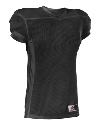 Alleson Athletic 750E Men's Football Jersey in Black — blank t-shirt, front view