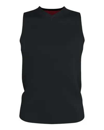 Alleson Athletic A105BA Men's Blank Reversible Game Jersey in Black/ Red — blank t-shirt, front view