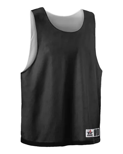 Alleson Athletic LP001W Women's Lacrosse Reversible Pinnie in Black/ White — blank garment, front view