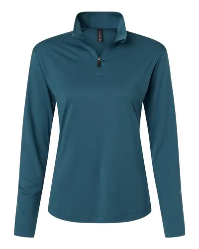 AllPro 41870L Women's Pro-Lock Performance Quarter-Zip Pullover in Atlantic Blue — blank garment, front view