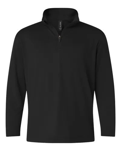 AllPro 41870Y Youth Pro-Lock Performance Quarter-Zip Pullover in Black — blank garment, front view