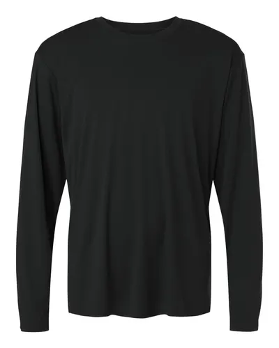 AllPro 48400T Unisex Tall Pro-Lock Performance Long Sleeve T-Shirt in Black — blank long sleeve tee, front view