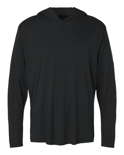 AllPro 48510 Unisex Pro-Lock Performance Hooded Long Sleeve T-Shirt in Black — blank hooded sweatshirt, front view