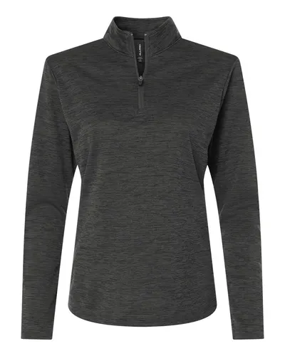 AllPro 4HM70L Women's Pro-Lock Performance Mélange Quarter-Zip Pullover in Black Melange — blank garment, front view