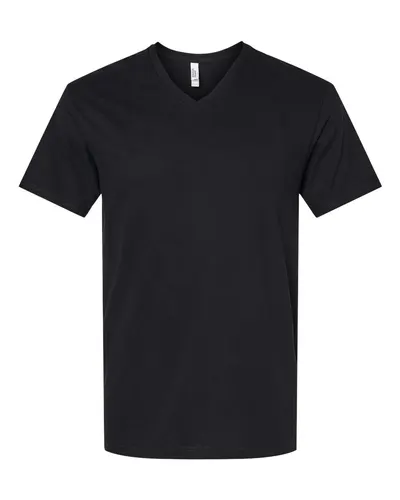 American Apparel 2006CVC Unisex CVC V-Neck Tee in Black — blank t-shirt, front view
