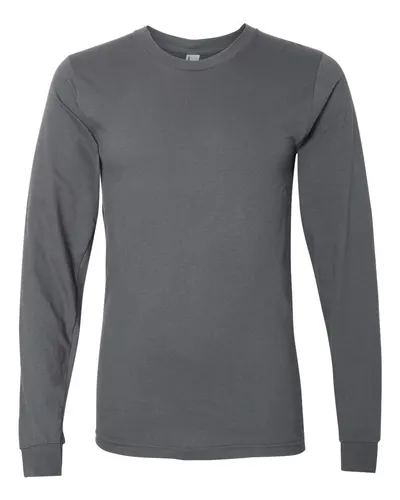 American Apparel 2007 Unisex Fine Jersey Long Sleeve Tee in Asphalt — blank long sleeve tee, front view