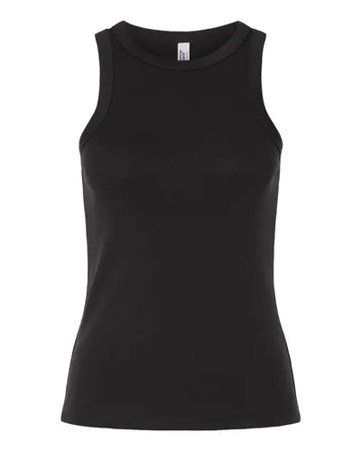 American Apparel BR2101 Women's Baby Rib Tank in Black — blank tank top, front view