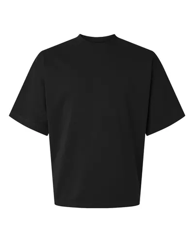 American Apparel FTEX00 Unisex French Terry Ex Crew Top in Black — blank garment, front view