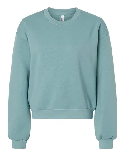 American Apparel RF494 Women's ReFlex Fleece Crewneck Sweatshirt in Arctic — blank crewneck sweatshirt, front view